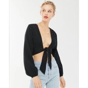 Hutch Tie Front Cropped Long Sleeve Top Size XS